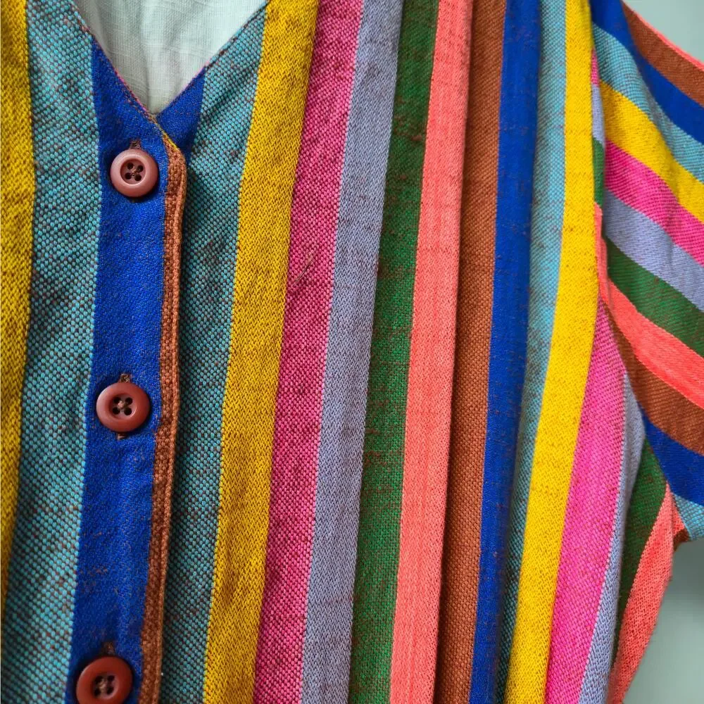 Ace & Jig Striped Rainbow Romper Jumpsuit $345 Organic Cotton Womens Large EUC - Picture 6 of 12